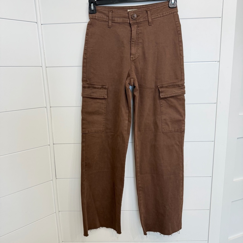OAT Women's Brown Raw Hem Cargo Pants Size 26 - 23653 - Picture 3 of 11